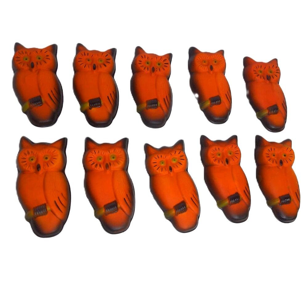 Vintage Halloween Owl Cake Topper Decoration Set Of 10